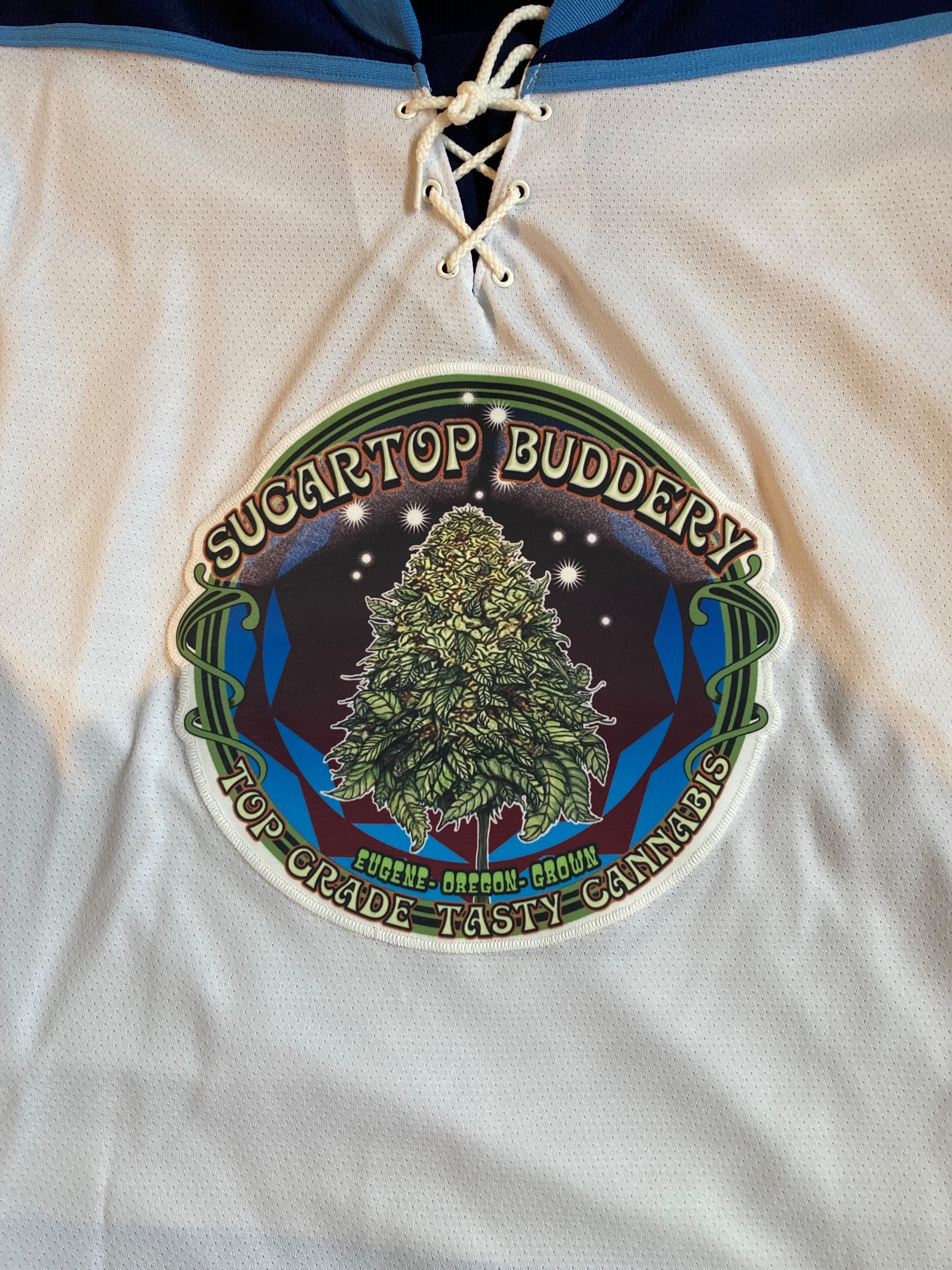 Bud logo on white jersey